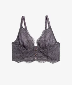 Etam Embroidered Tulle Bra GREY Hot