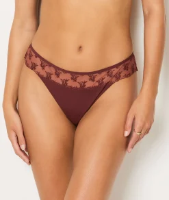Etam Embroidered Tulle Tanga TERRACOTTA Best