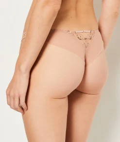 Etam Embroidered Tulle Tanga BLUSH Discount