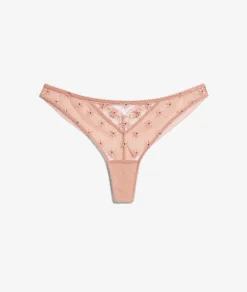 Etam Embroidered Tulle Tanga BLUSH Discount