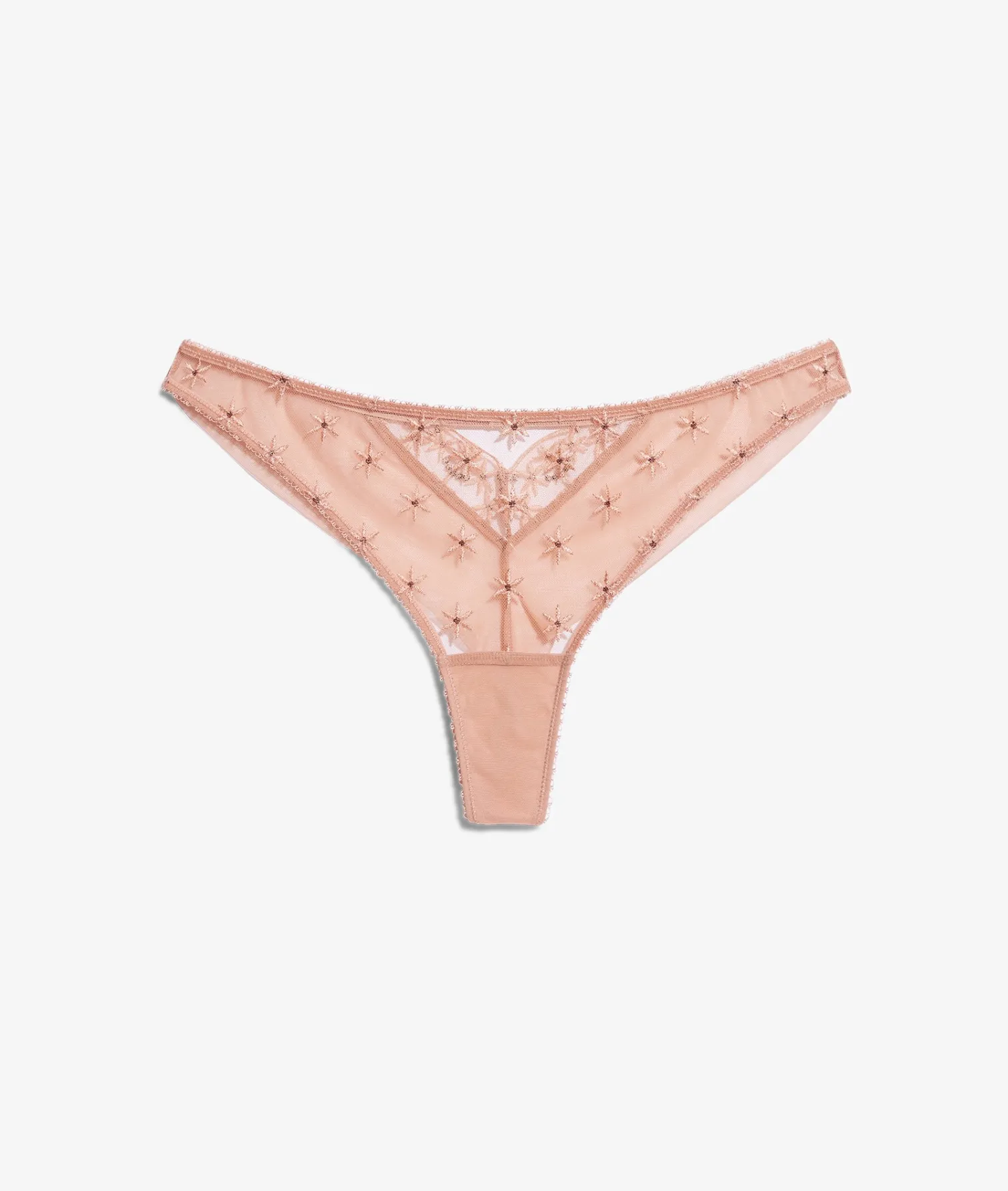 Etam Embroidered Tulle Tanga BLUSH Discount