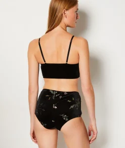 Etam Embroidered Velvet Boyshorts BLACK Flash Sale
