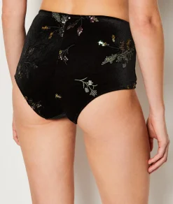 Etam Embroidered Velvet Boyshorts BLACK Flash Sale