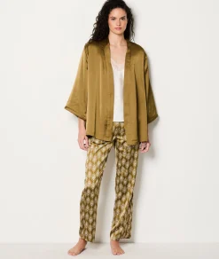 Etam Ensemble 3 pièces de pyjamas satiné KAKI Best