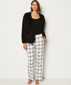 Etam Ensemble 3 pièces de pyjamas veste polaire NOIR Discount