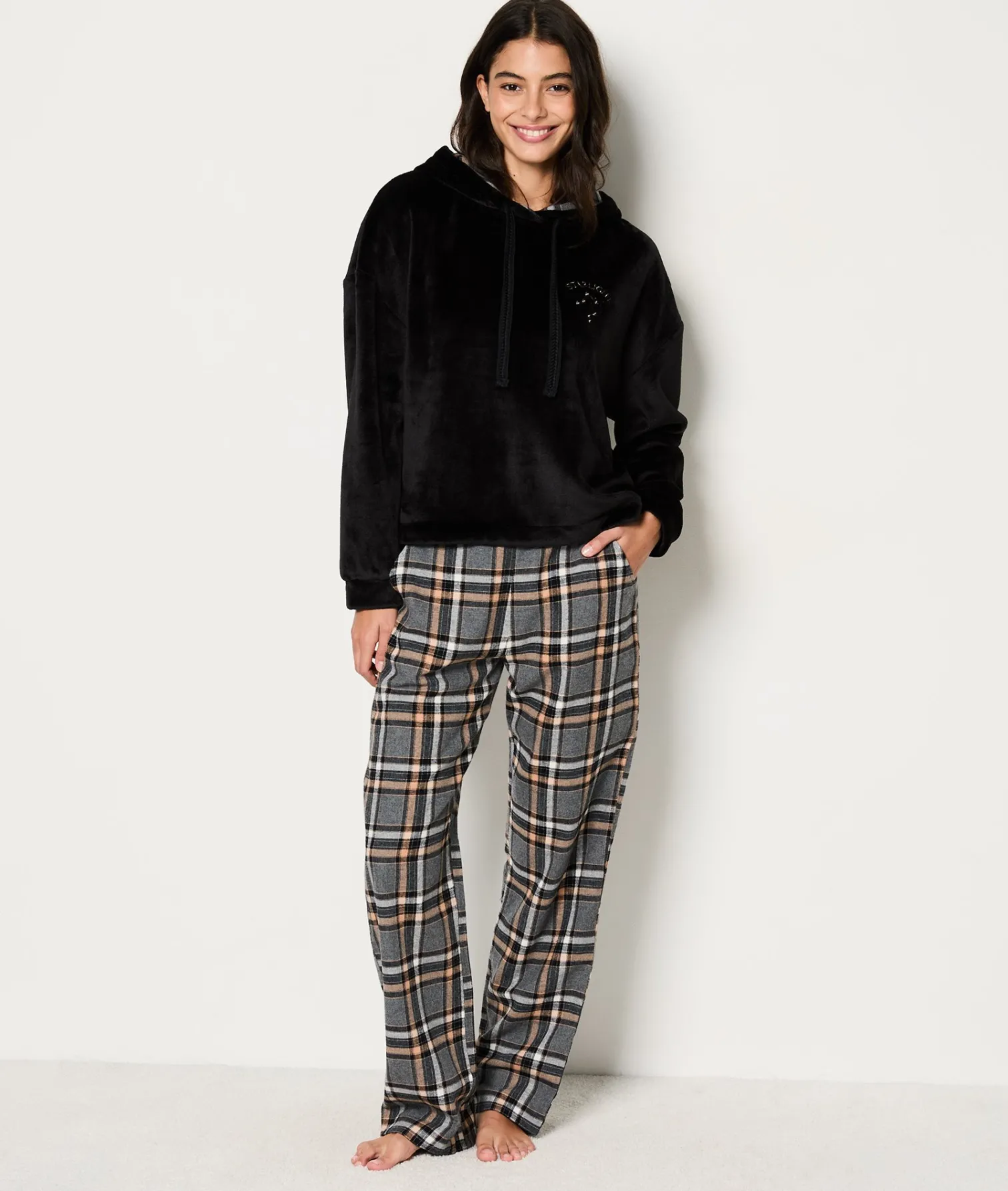 Etam Ensemble 2 pièces de pyjamas en polaire ANTHRACITE Online