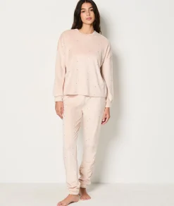 Etam Ensemble 2 pièces de pyjamas en velours imprimé dorée BEIGE Flash Sale