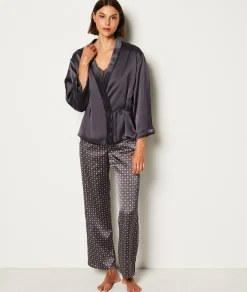 Etam Ensemble 3 pièces de pyjamas satiné ANTHRACITE Shop