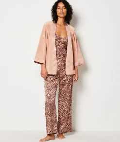 Etam Ensemble pyjama 3 pièces léopard veste micro polaire BLUSH Outlet