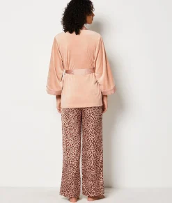 Etam Ensemble pyjama 3 pièces léopard veste micro polaire BLUSH Outlet