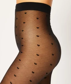 Etam Fashion Tights with Heart Dots NOIR Sale