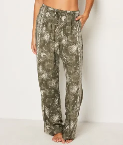 Etam Flared Patterned Pyjama Bottoms KAKI Best Sale