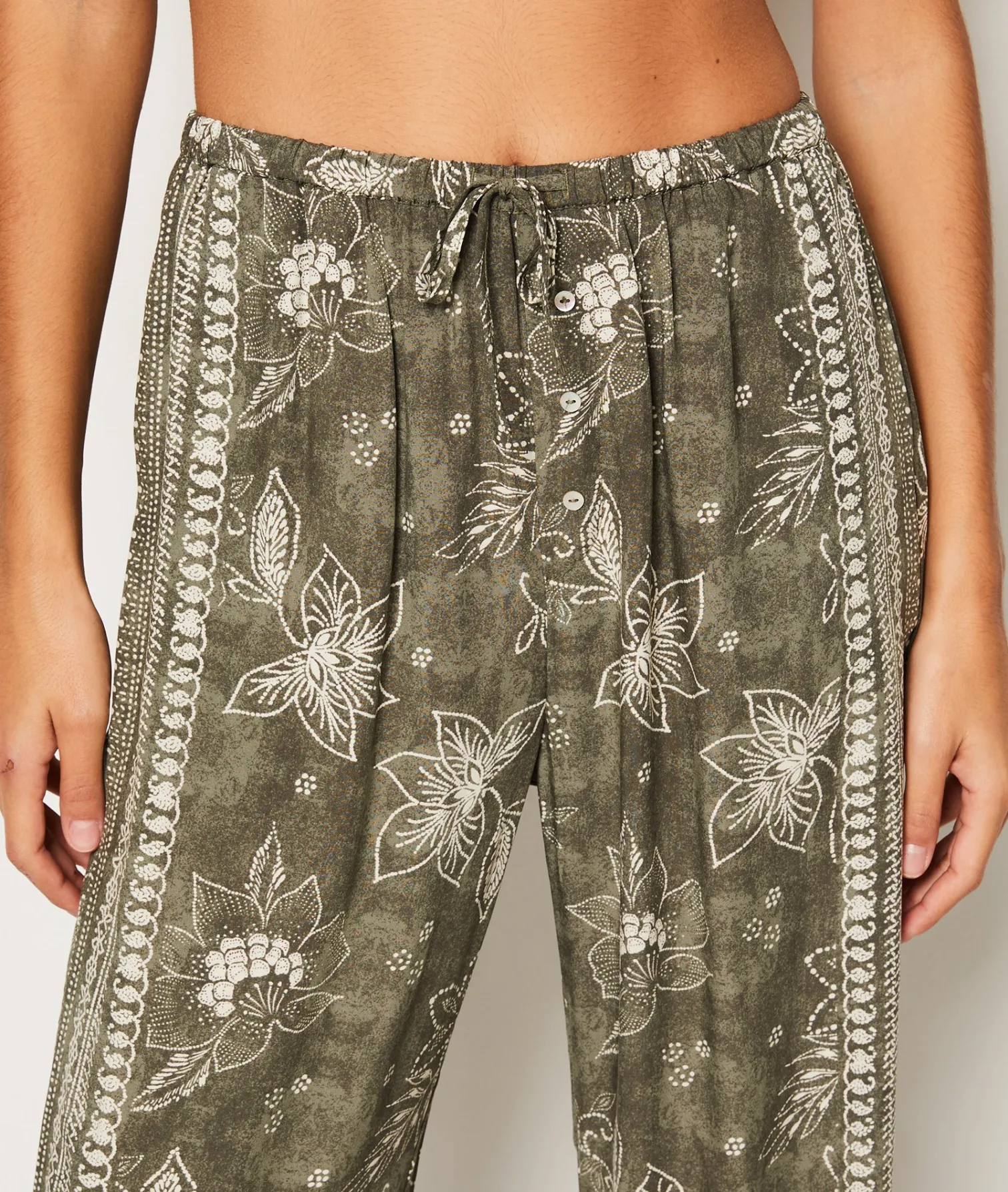 Etam Flared Patterned Pyjama Bottoms KAKI Best Sale