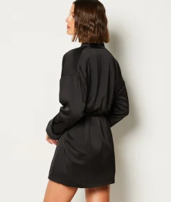 Etam Flece-Lined Robe NOIR New