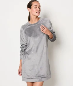 Etam Fleece Nightshirt with Star Pattern ANTHRACITE Online