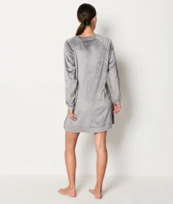 Etam Fleece Nightshirt with Star Pattern ANTHRACITE Online