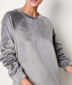 Etam Fleece Nightshirt with Star Pattern ANTHRACITE Online