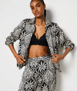 Etam Floral Print Pyjama Shirt IMPFDBLACK Sale
