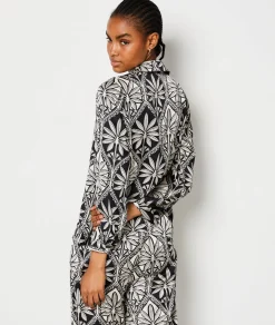 Etam Floral Print Pyjama Shirt IMPFDBLACK Sale