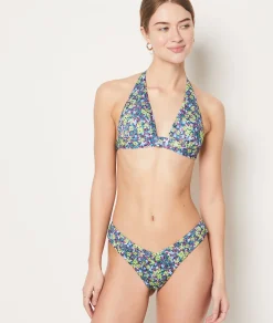 Etam Floral Tie Triangle Bikini Top BLUEGREENPRINT Outlet