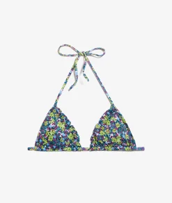 Etam Floral Tie Triangle Bikini Top BLUEGREENPRINT Outlet