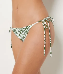 Etam Floral Tie-Side Bikini Bottoms WHITE Cheap