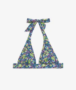 Etam Floral Triangle Bikini Top BLUEGREENPRINT Outlet