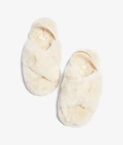 Etam Fur Mules Slippers ECRU Online