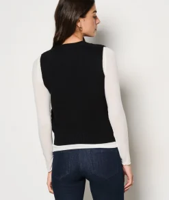 Etam Gilet boutonné sans manches avec laine NOIR Fashion