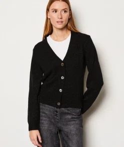 Etam Gilet col V cachemire à paillettes NOIR Best
