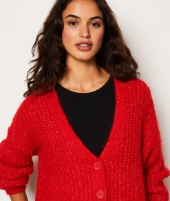 Etam Gilet col V en maille BORDEAUXGRENAT Cheap