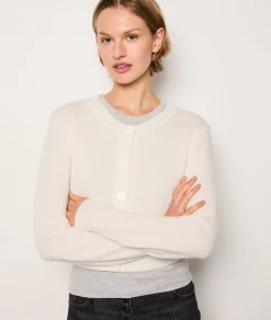 Etam Gilet court boutonné ECRU Flash Sale