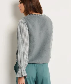 Etam Gilet sans manches boutonné VERT Discount