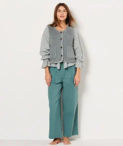 Etam Gilet sans manches boutonné VERT Discount