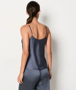 Etam Glitter Camisole with Thin Straps and Lace Neckline ANTHRACITE Store