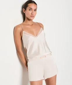 Etam Glitter Detail Satin Shorts LINEN Best Sale