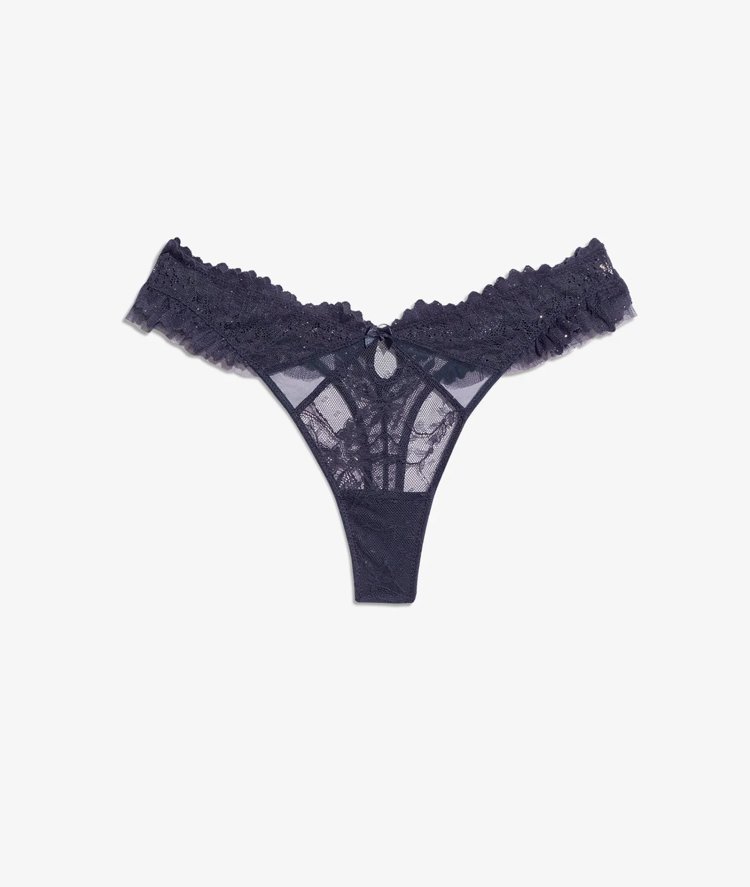 Etam Glitter Lace Thong MARINE Clearance