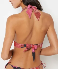 Etam Glittery Triangle Bikini Top to Tie BRICK Clearance