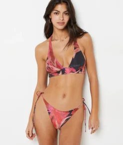 Etam Glittery Triangle Bikini Top to Tie BRICK Clearance