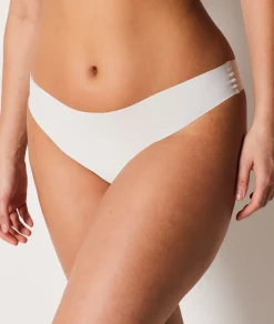 Etam High Cut Microfiber Thong ECRU Flash Sale
