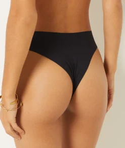 Etam High Cut Microfiber Thong BLACK Flash Sale