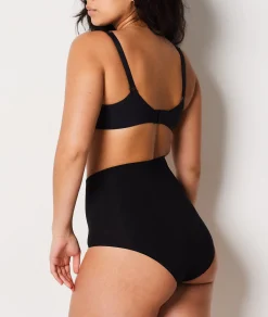 Etam High Waist Bikini - Medium Control BLACK Hot