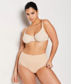 Etam High Waist Bikini With Lace Details- Medium Control NUDE Flash Sale