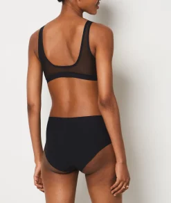 Etam High Waist Microfiber Bikini BLACK Best Sale