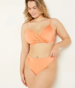 Etam High-Waist Bikini Bottom with Cut-Out Detail CORAL Sale