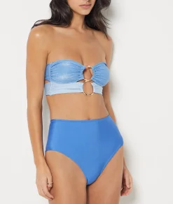 Etam High-Waist Bikini Brief with Ring Detail Bikini Bottom BLUE Flash Sale