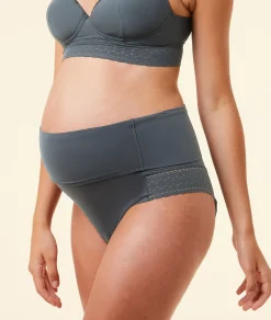 Etam High-Waist Brief with Fold-Over Waistband BLUE Online