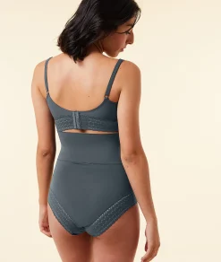 Etam High-Waist Brief with Fold-Over Waistband BLUE Online