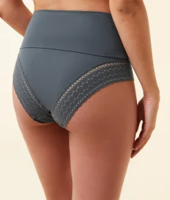 Etam High-Waist Brief with Fold-Over Waistband BLUE Online