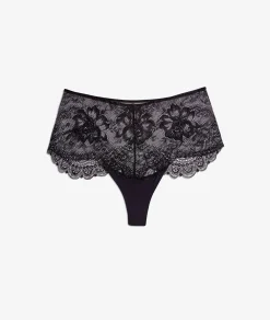 Etam High-Waist Lace Thong BLACK Fashion